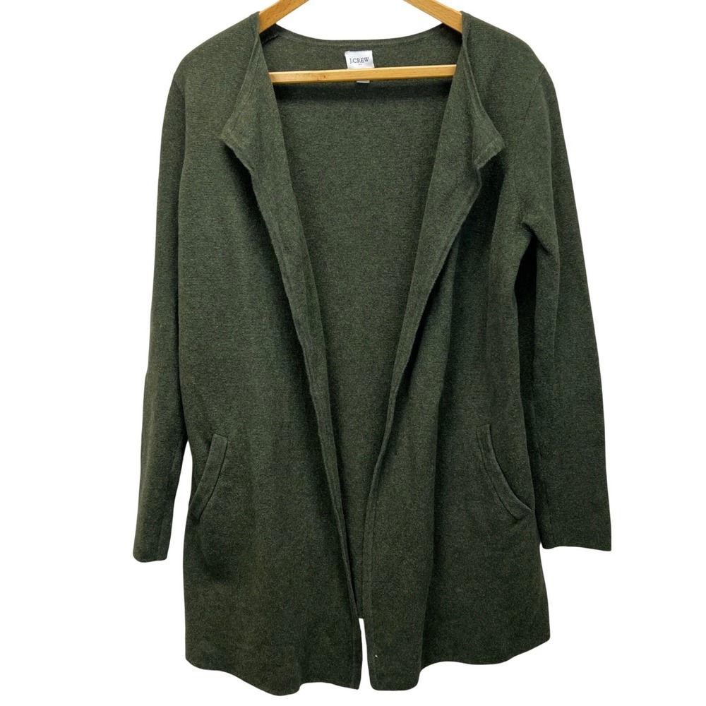 J Crew Vanessa Open Front Sweater Jacket Blazer Olive Green‎ Women's S Pockets